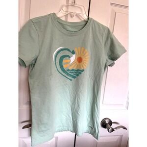 NWT Life Is Good® Crusher T-Shirt Women's  Green Sunrise In Small New w/o Tag